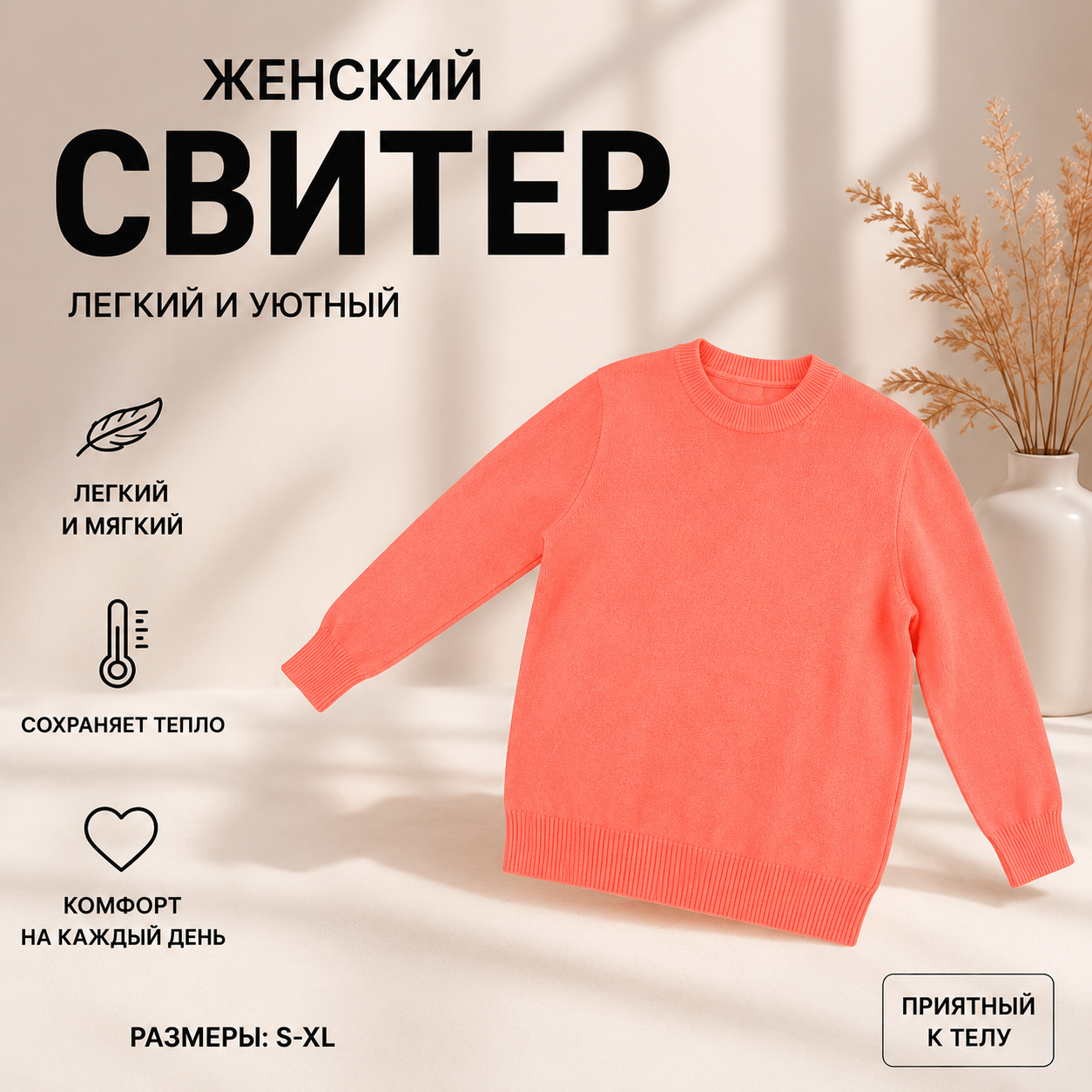 Свитер с круглым вырезом